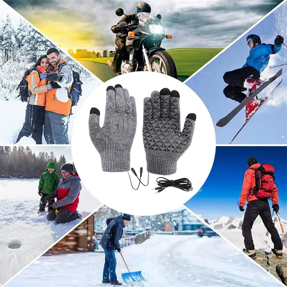 USB Heated Knitted Winter Gloves