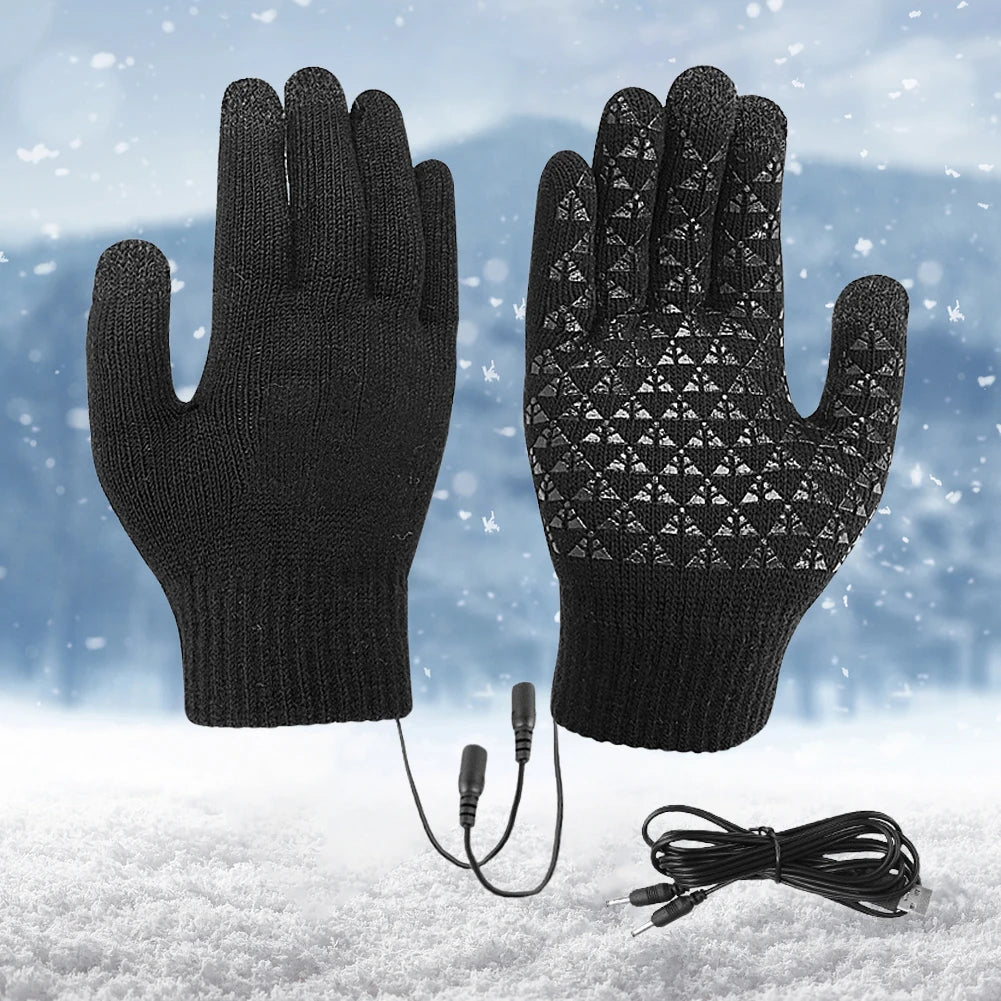 USB Heated Knitted Winter Gloves