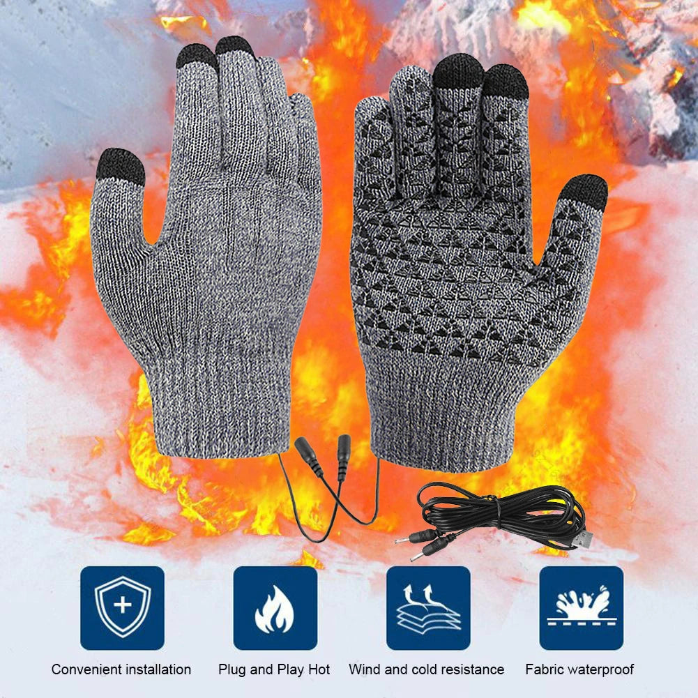 USB Heated Knitted Winter Gloves